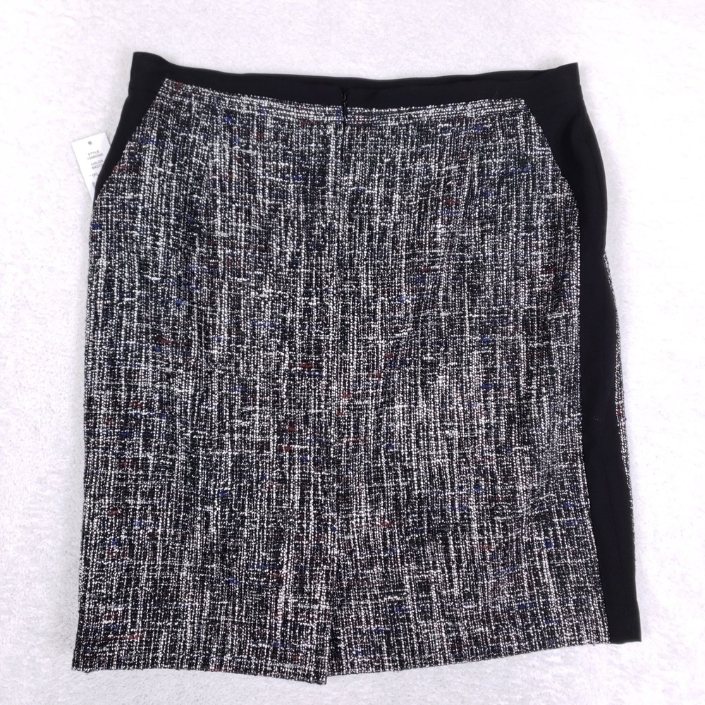 JM Studio Tweed Skirt Womens 16 Colorblock Pencil Professional Career Office - Picture 10 of 11
